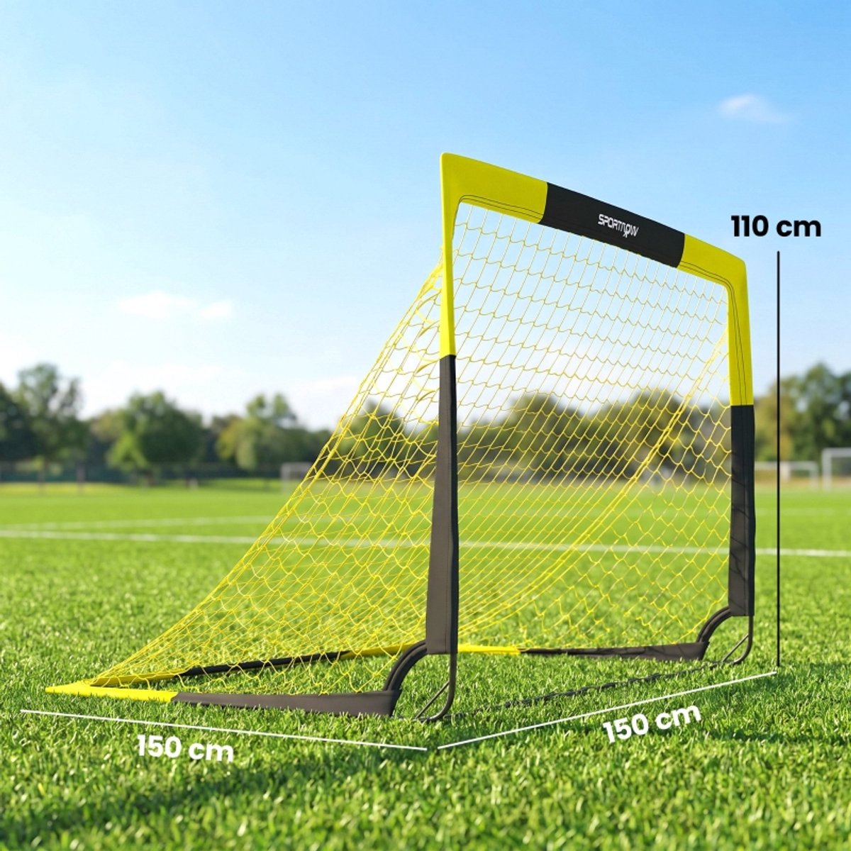 REDOM - Voetbaldoel - Pop-up en opvouwbaar - Met 4 grondankers en draagtas - Voor tuin en park - Glasvezel, staal, polyester, Oxford stof - 150 x 110 x 110 cm