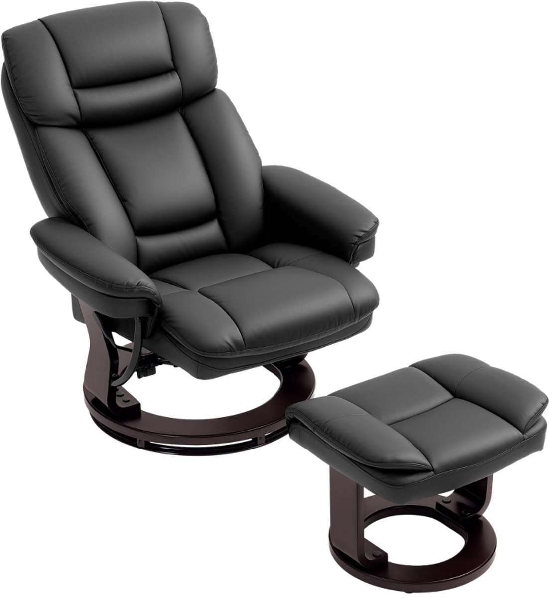 MODFU Fauteuil-Relaxfauteuil-Draaibaar-Liegefunctie-Kunstleer-Zwart