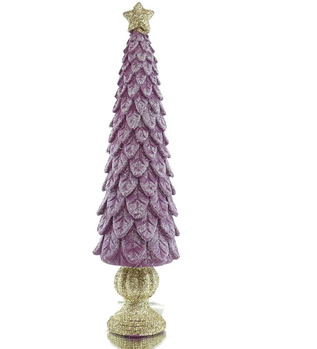 Riffelmacher kerstboom lila met gouden ster 20 cm polyresin