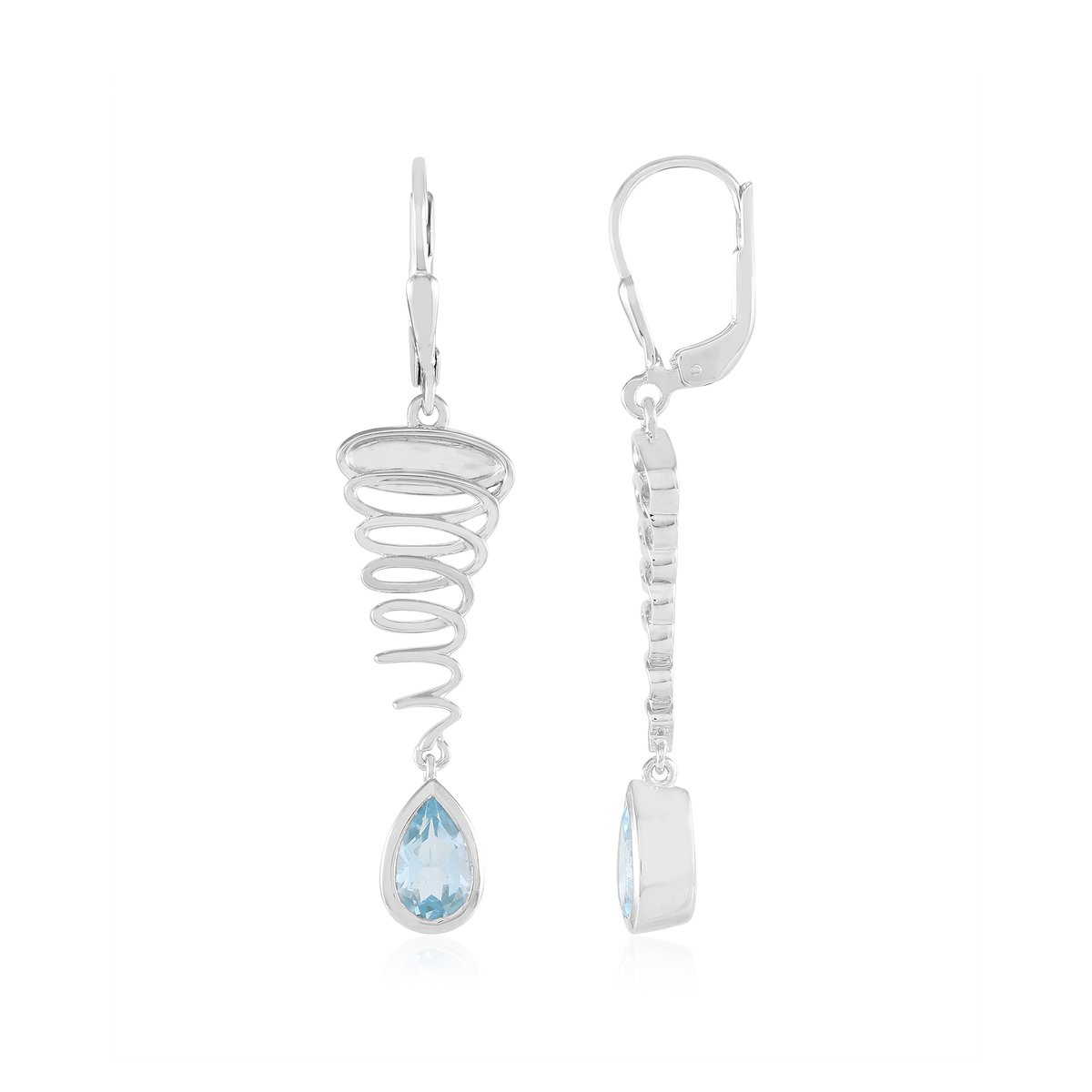 Cavill - Zilveren Oorbellen met Hemelsblauwe Topaas 2,25 ct - 925 Sterling Zilver, Rhodium - Druppelvormig Peervormig - Elegant & Dagelijks Chique