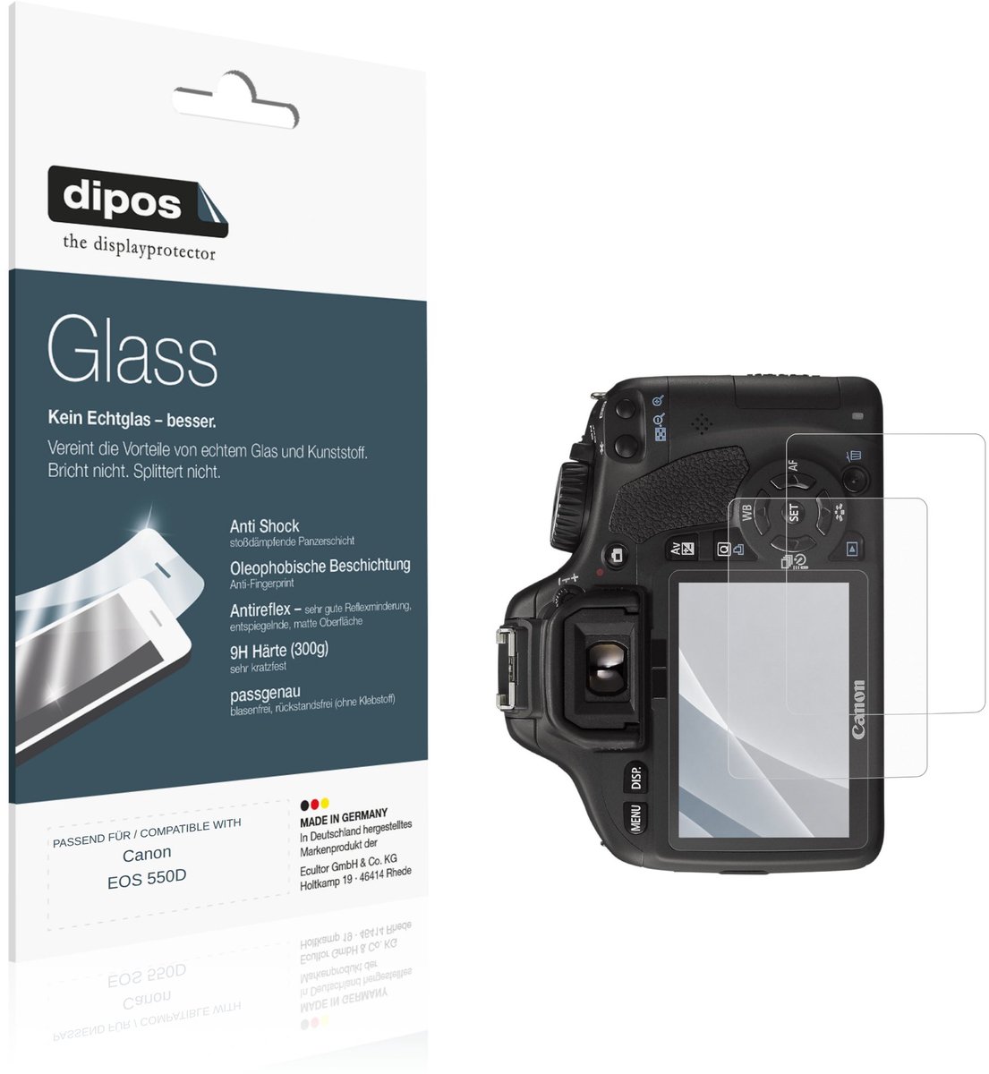 dipos – 2x Matte Pantserfolie geschikt voor Canon EOS 550D | 9H Screenprotector