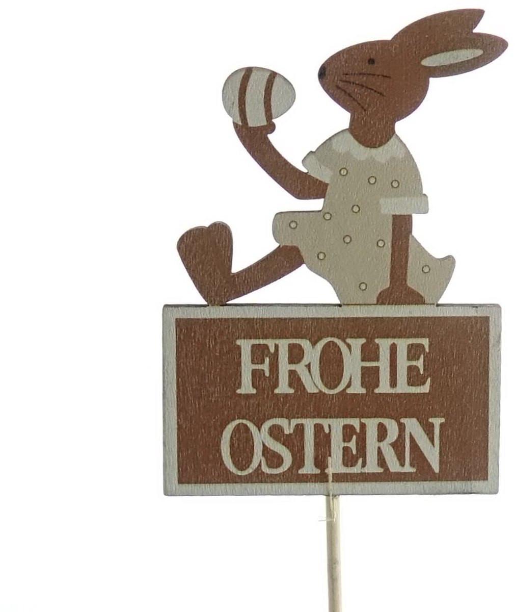 Scheulen Paassteker Haas Vintage Crème en Bruin met Tekst - Hout
