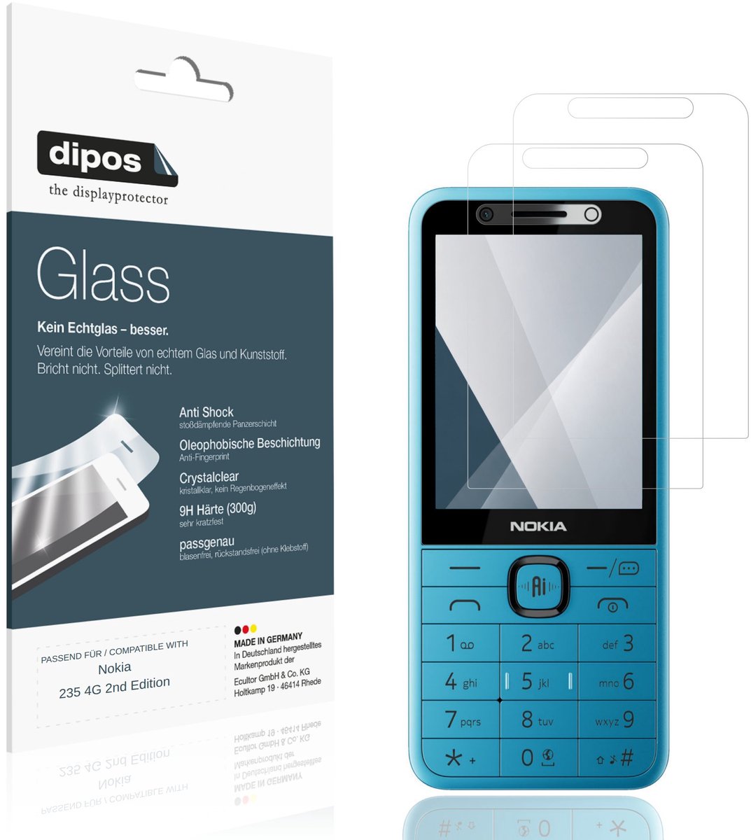 dipos – 2x Pantserfolie geschikt voor Nokia 235 4G 2nd Edition | 9H Screenprotector