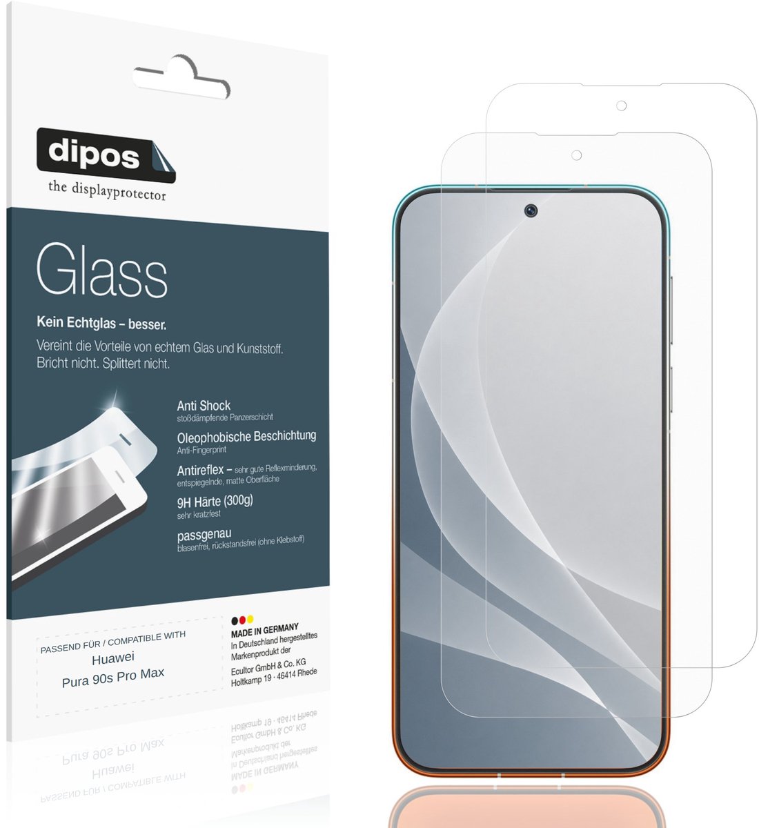 dipos – 2x Matte Pantserfolie geschikt voor Huawei Pura 90s Pro Max | 9H Screenprotector