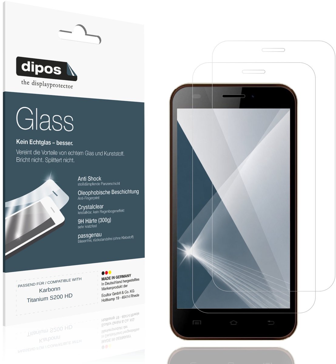 dipos – 2x Pantserfolie geschikt voor Karbonn Titanium S200 HD | 9H Screenprotector