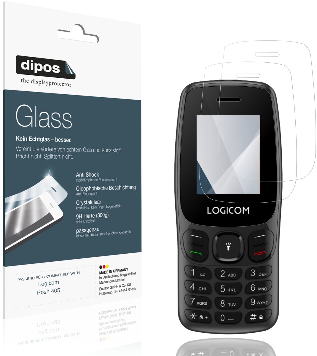 dipos – 2x Pantserfolie geschikt voor Logicom Posh 405 | 9H Screenprotector