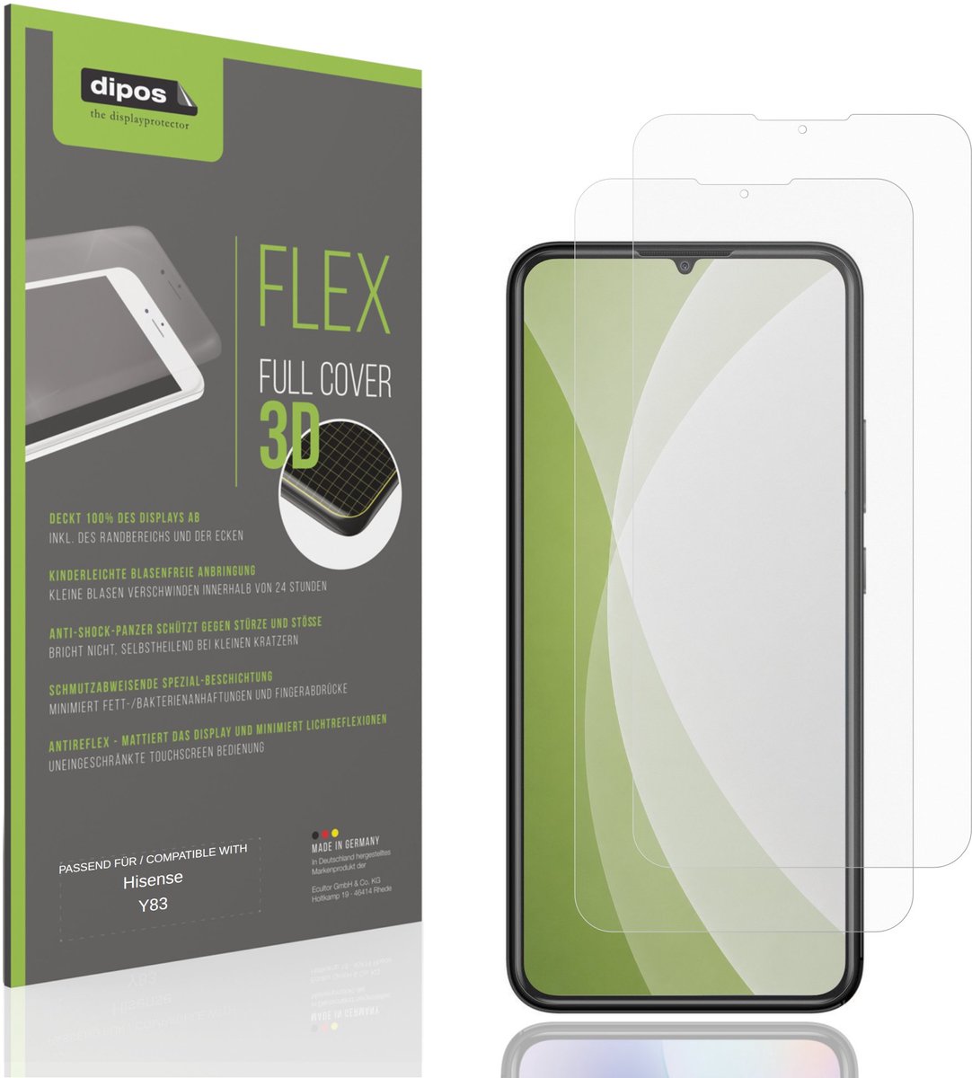 dipos FLEX – 2x Matte Screenprotector geschikt voor Hisense Y83 | Volledige Schermbescherming | Case-Friendly