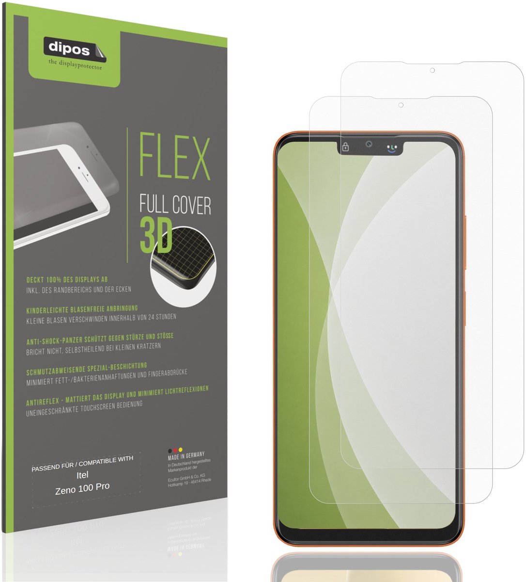 dipos FLEX – 2x Matte Screenprotector geschikt voor Itel Zeno 100 Pro | Volledige Schermbescherming | Case-Friendly