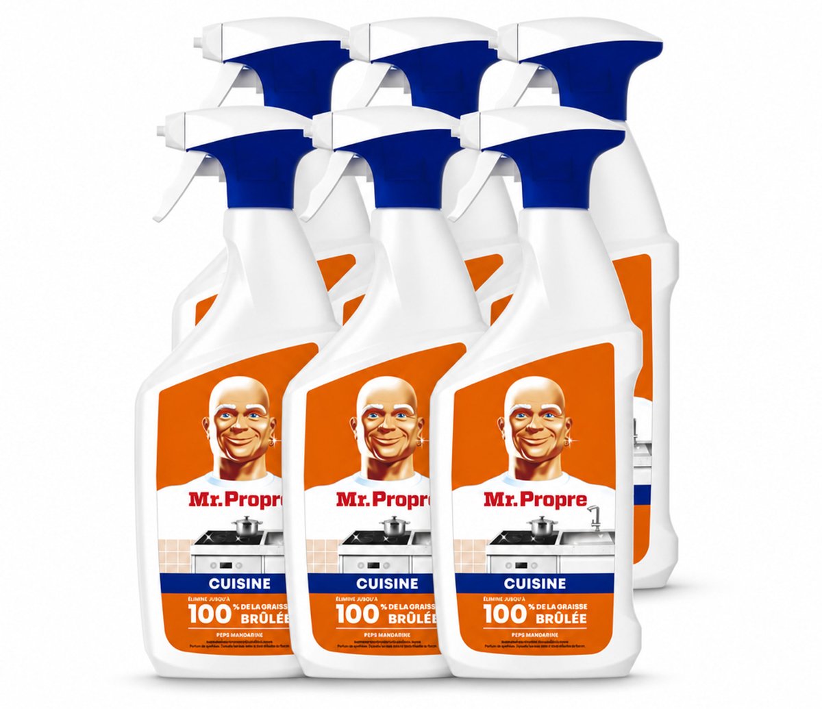 6 x Mr. Propre – Keukenontvetter Spray – Mandarijn Boost – 800 ml - Voordeelverpakking - 6 stuks