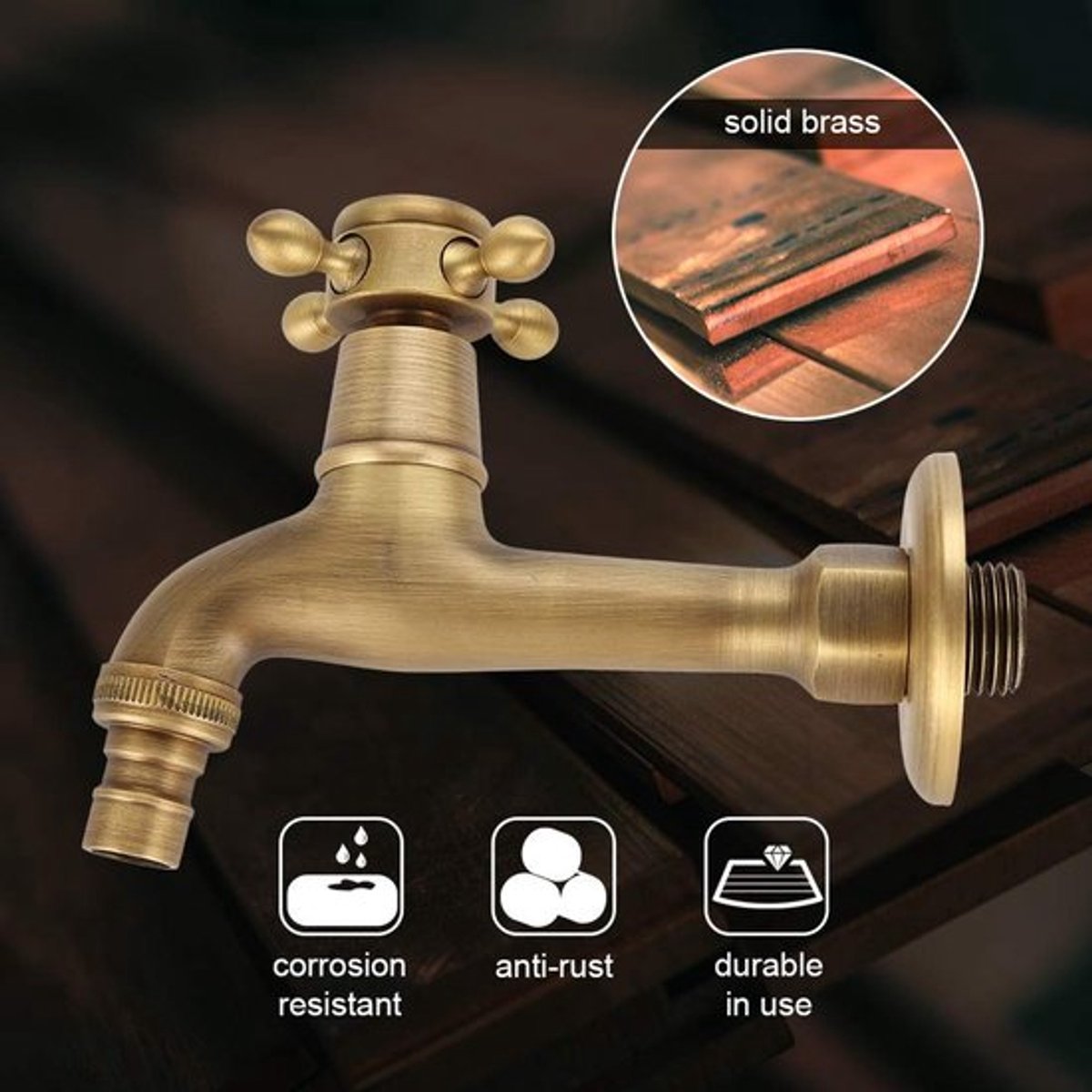 Allecto - Vintage Waterkraan - Hoogwaardige Brass Faucet - Wandmontage - Enkele