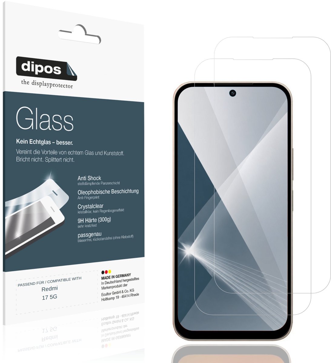 dipos – 2x Pantserfolie geschikt voor Redmi 17 5G | 9H Screenprotector