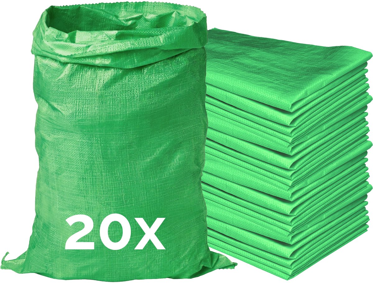 Garronda 85 x 50 cm 20 stuks Zandzakken Puinzakken Geweven Zakken Groen GD-0258