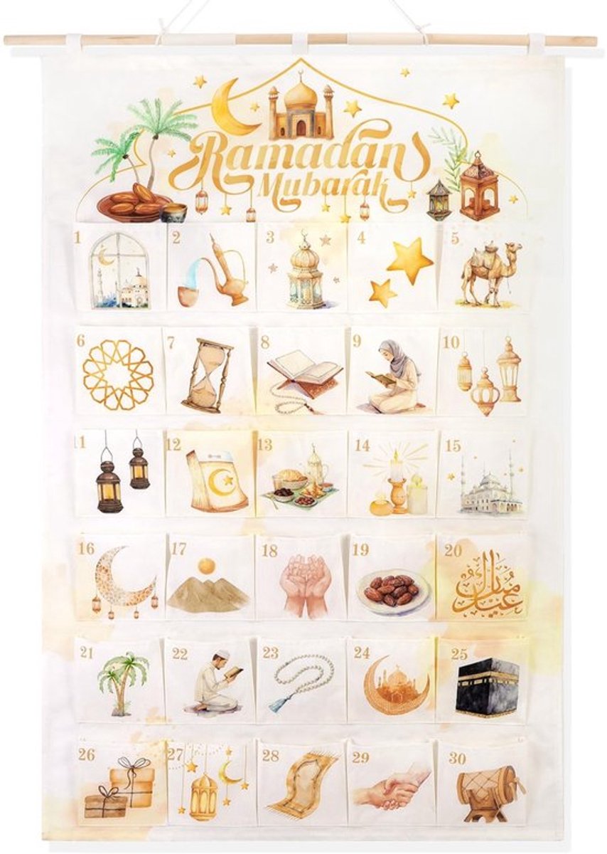 Dailygoods- Ramadan-kalender 2026 - Wandkalender van stof - Herbruikbare kalender
