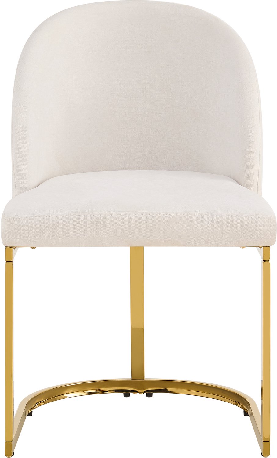 SONNENH Eetkamerstoelen set van 6 - Beige chenille - Dubbele rug - Goudkleurig metalen sledeframe