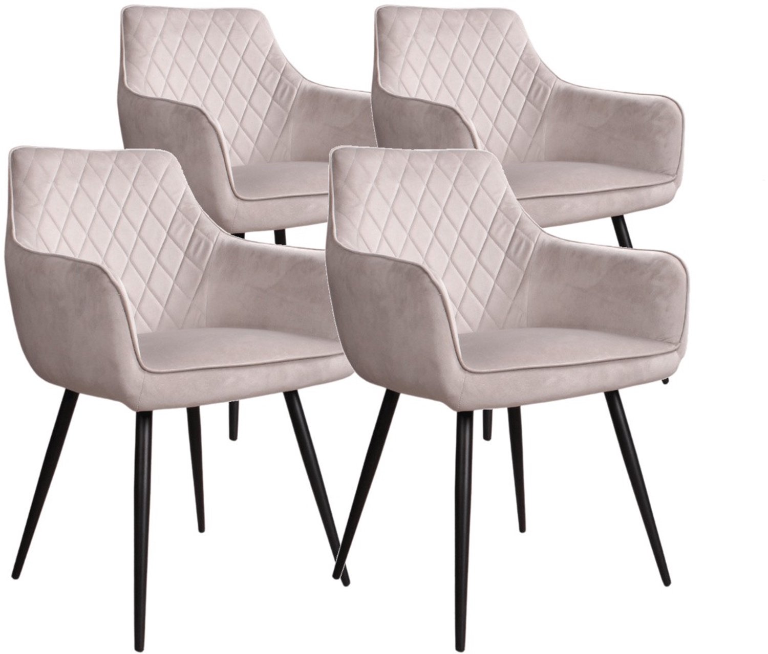 DS4U - - Ravi 3.0 eetkamerstoel - Set van 4 - Grijs - Velvet - Met armleuning