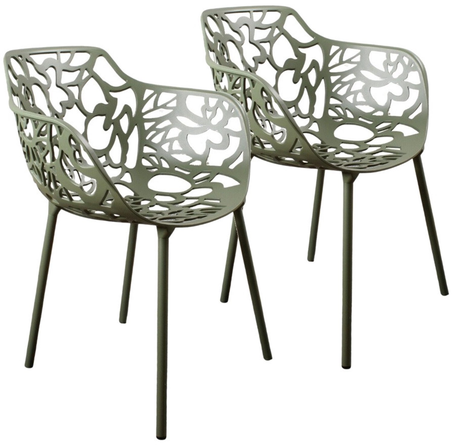 DS4U - - Cast eetkamerstoel - Set van 2 - Avocado - Aluminium - Met armleuning