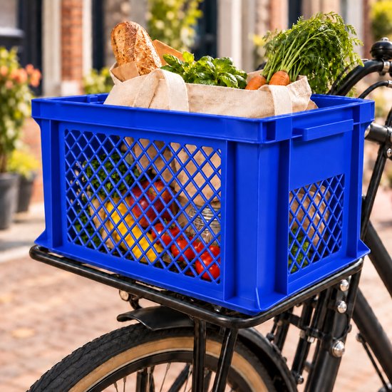 Dutch Standard Fietskrat - 40 x 30 x 22 cm - 26 Liter - Kunststof - Voor Transportrek - Steenblauw — afbeelding 5