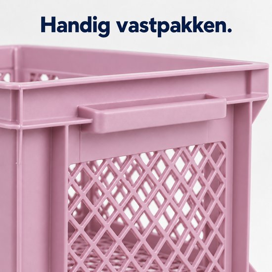 Dutch Standard Fietskrat – 26 Liter – 40 x 30 x 22 cm – Kunststof – Voor Voordrager – Oudroze — afbeelding 5