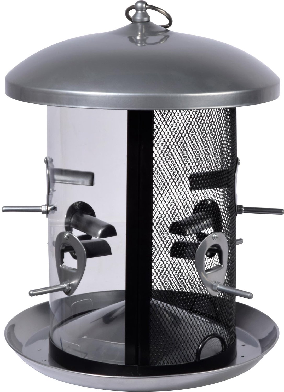 Famanu – Grote vogelvoederzuil met dual-silo en metalen dispenser voor vogels