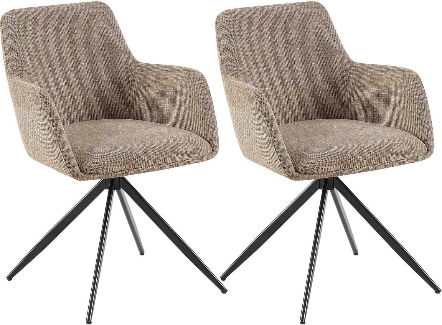 CLP Set van 2 Eetkamerstoelen Olema - Draaibaar - Auto-return - Armleuningen - Stof/taupe