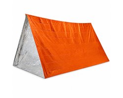 BukkitBow - Noodtent 2 Personen - Survival Tent - Emergency Shelter - Waterdicht en Warmtereflecterend - Oranje/Zilver/Grijs