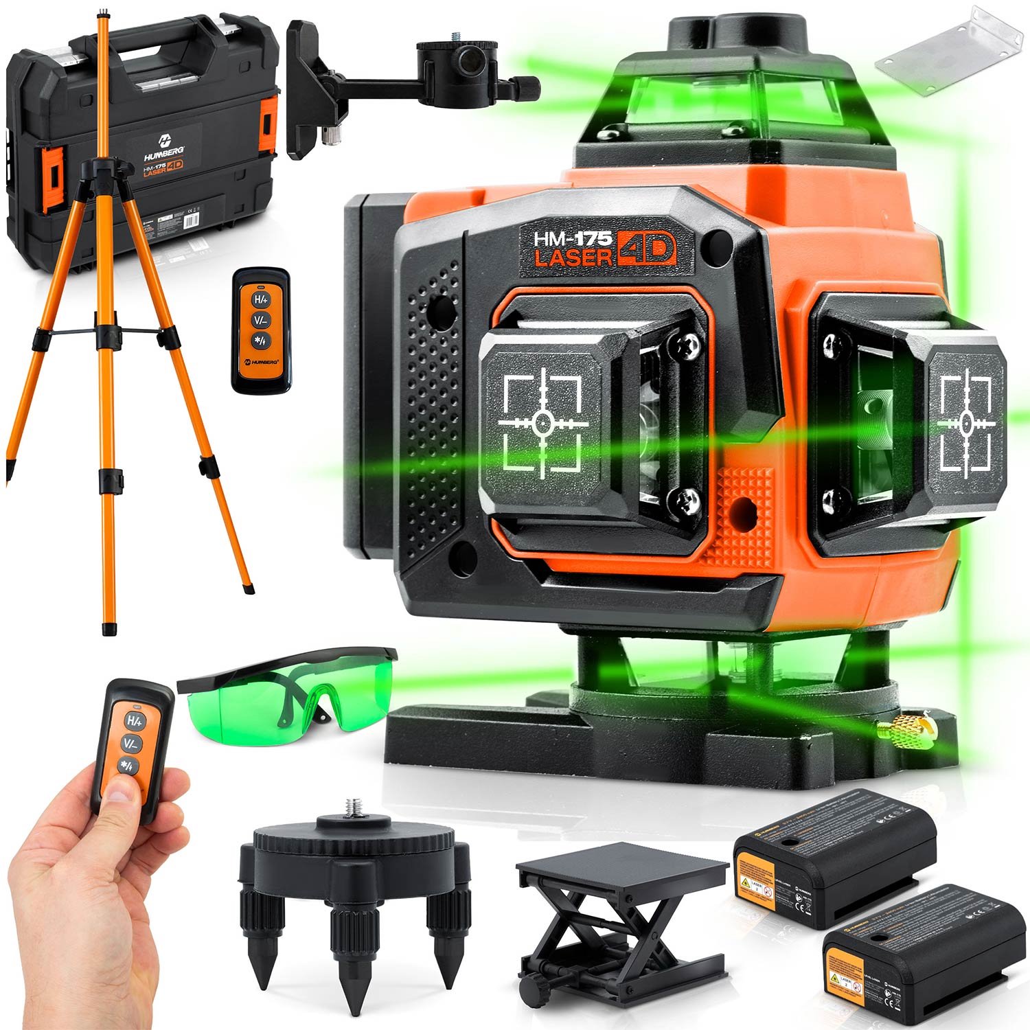 Humberg HM-175 - Kruislijnlaser - 4D zelfnivellerend - 16 lijnen - Met accessoires