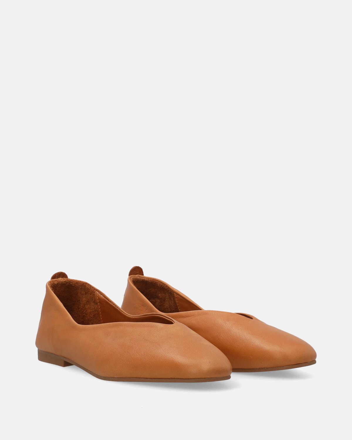 Damesballerina's - Bruin - Leren Bovenwerk - Flexibele Zool