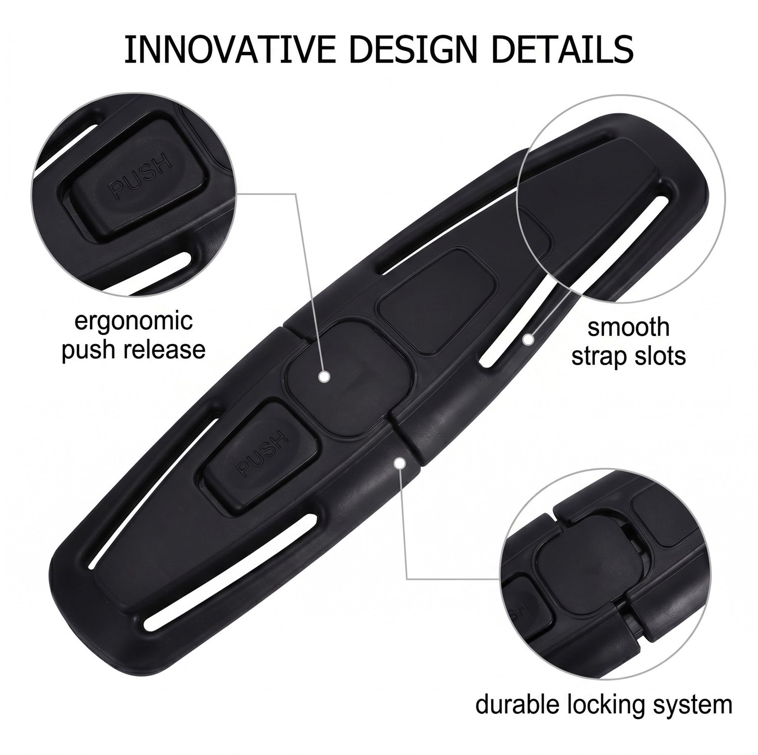 Clip voor autostoel - 2 stuks - zwart - verstelbare borstclip voor kinderveiligheid - Vemera