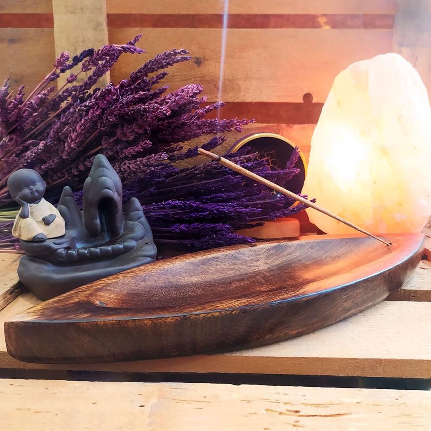 Wierookhouder voor staven - handgemaakt - tropisch hout - ecologisch - m-winkel