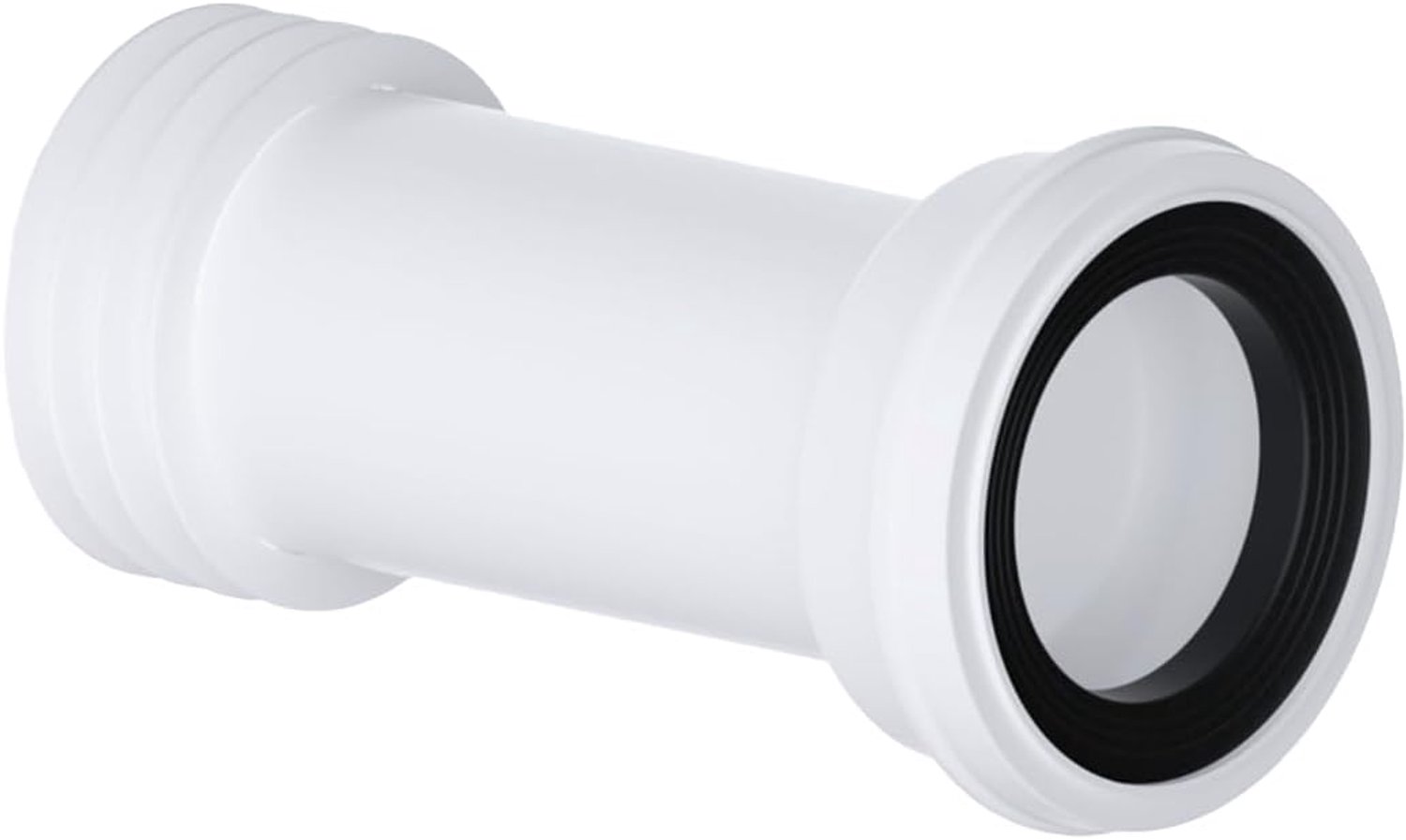 Toilet pan connector 4" (100mm/110mm) - lange rechte connector - geschikt voor 90-107mm inlaten - m-winkel