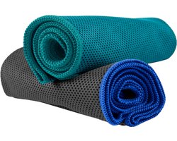NirvanaShape - microvezel handdoek - verkoelende handdoek - koelhanddoek met directe verkoeling - ultralichte cooling towel - 80 x 30 cm - Turkoois / Turkoois Rand