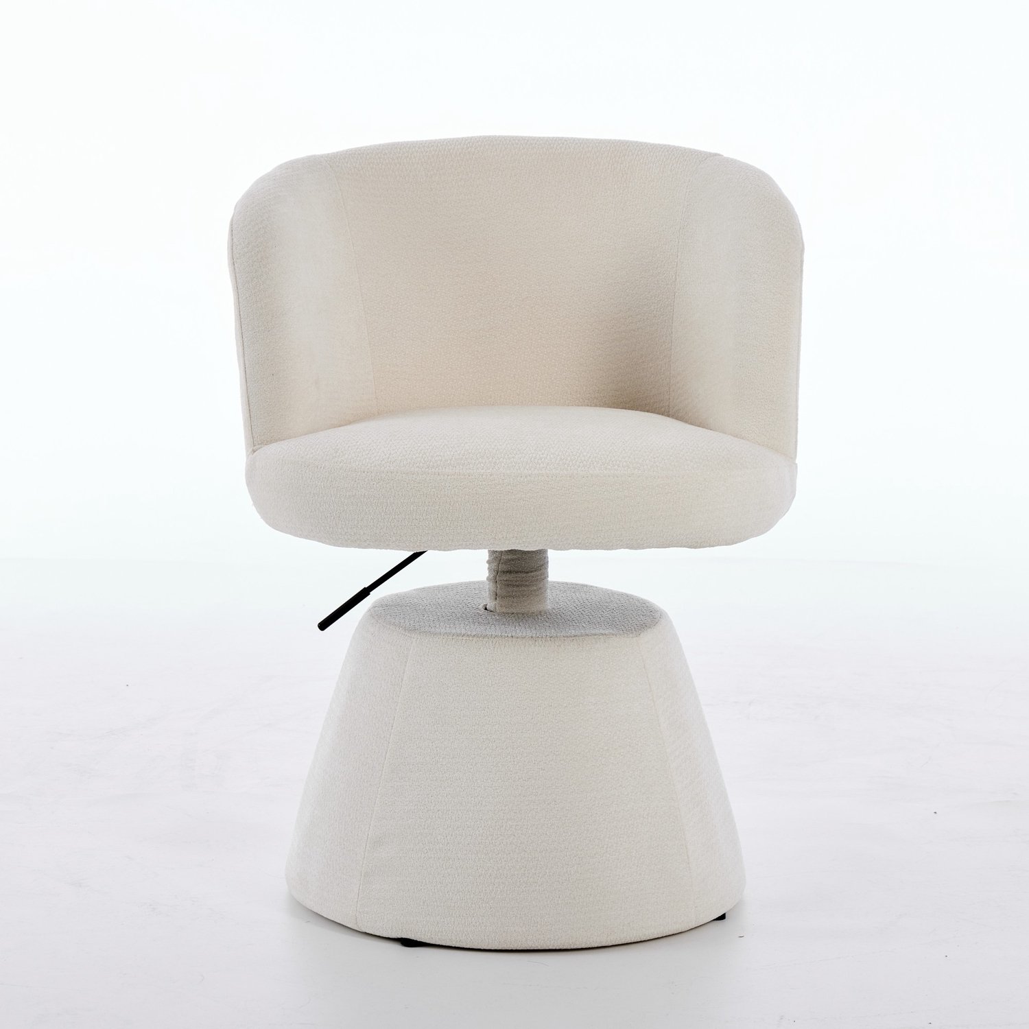 SONNENH Draaibare kuipstoel - Crèmebeige chenille - Verstelbare zithoogte 48,5–64,5 cm - Ronde beklede voet