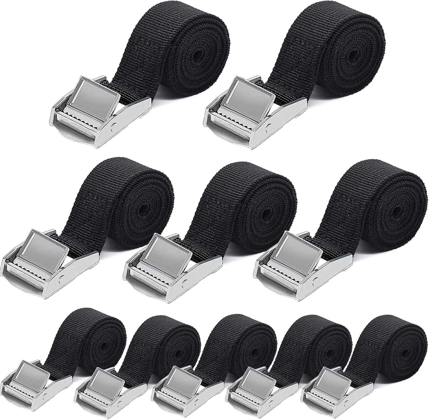 Spanbanden 25 mm x 1 m - 10 stuks - belastbaarheid 250 kg - voor motorfiets en fietsendrager - Vemera