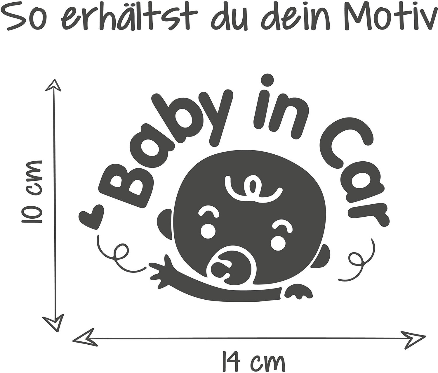 Baby in auto sticker 14 cm x 10 cm - vinyl - roze - duidelijk signaal voor veiligheid - Vemera