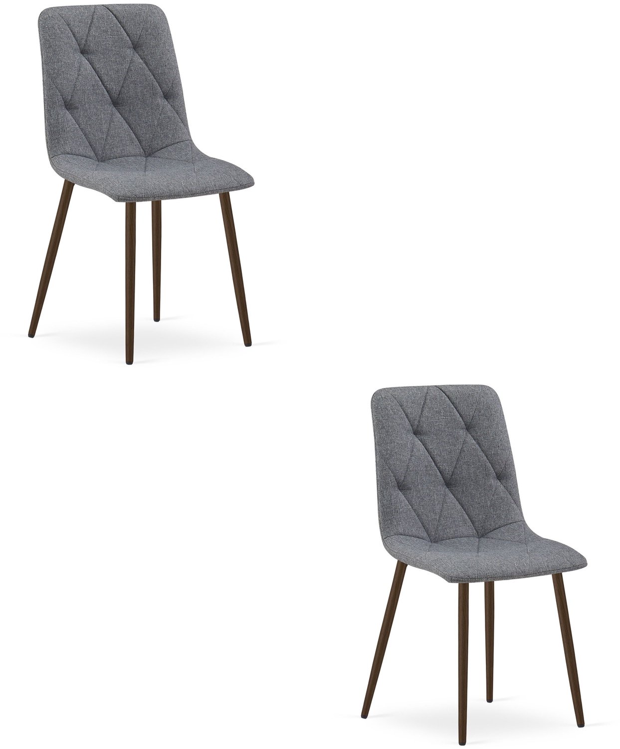 LEOBERT LIBRA Eetkamerstoelen – Set van 2 – Grijs Stof – Walnootkleurige Houten Poten – Comfortabele Gestoffeerde Zitting – Modern Design – Voor Woonkamer, Keuken en Eetkamer – Max. 110 kg per Stoel