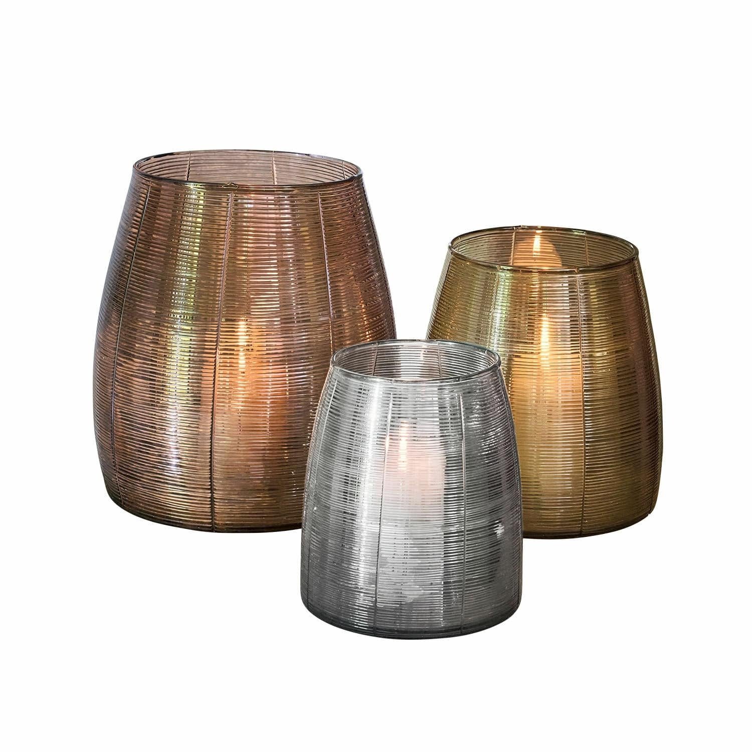 Loberon Windlicht set van 3 Uvenar goud/zilver/brons