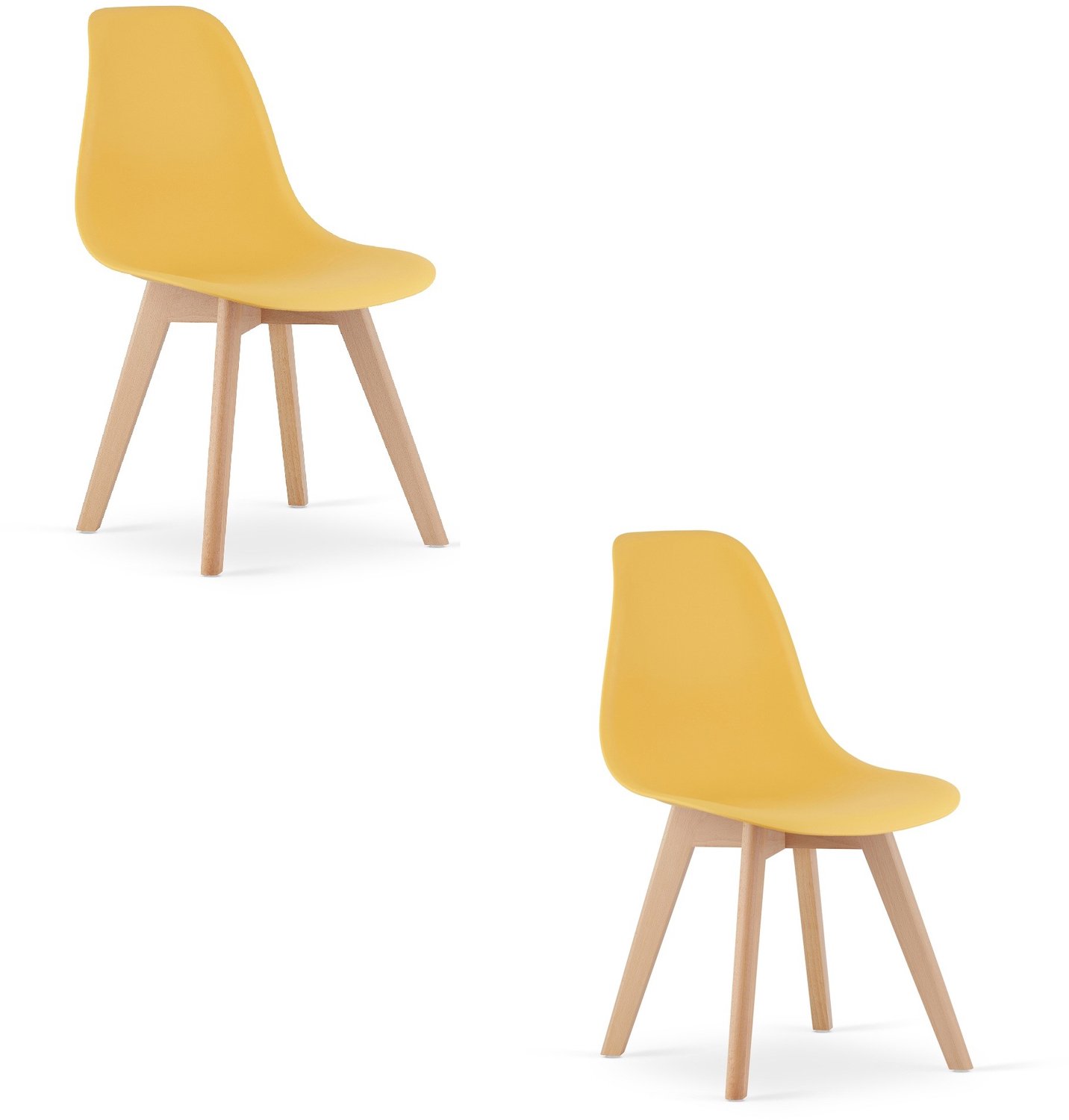 LEOBERT KITO Eetkamerstoelen – Set van 2 – Groen Kunststof – Naturelkleurige Kunststof Poten – Moderne Kuipstoel – Modern Design – Voor Eettafel, Keuken en Eetkamer