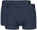 Twee donkerblauwe Ten Cate boxershorts met een elastische tailleband en merklogo.