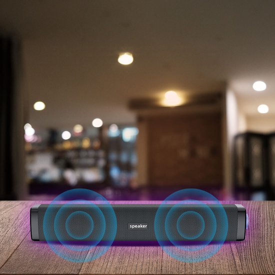 Computerluidsprekers - Stereo soundbar voor desktopcomputers - USB oplaadbaar - Met subwoofer - 6 watt - Geen Bluetooth - Zwart — afbeelding 4