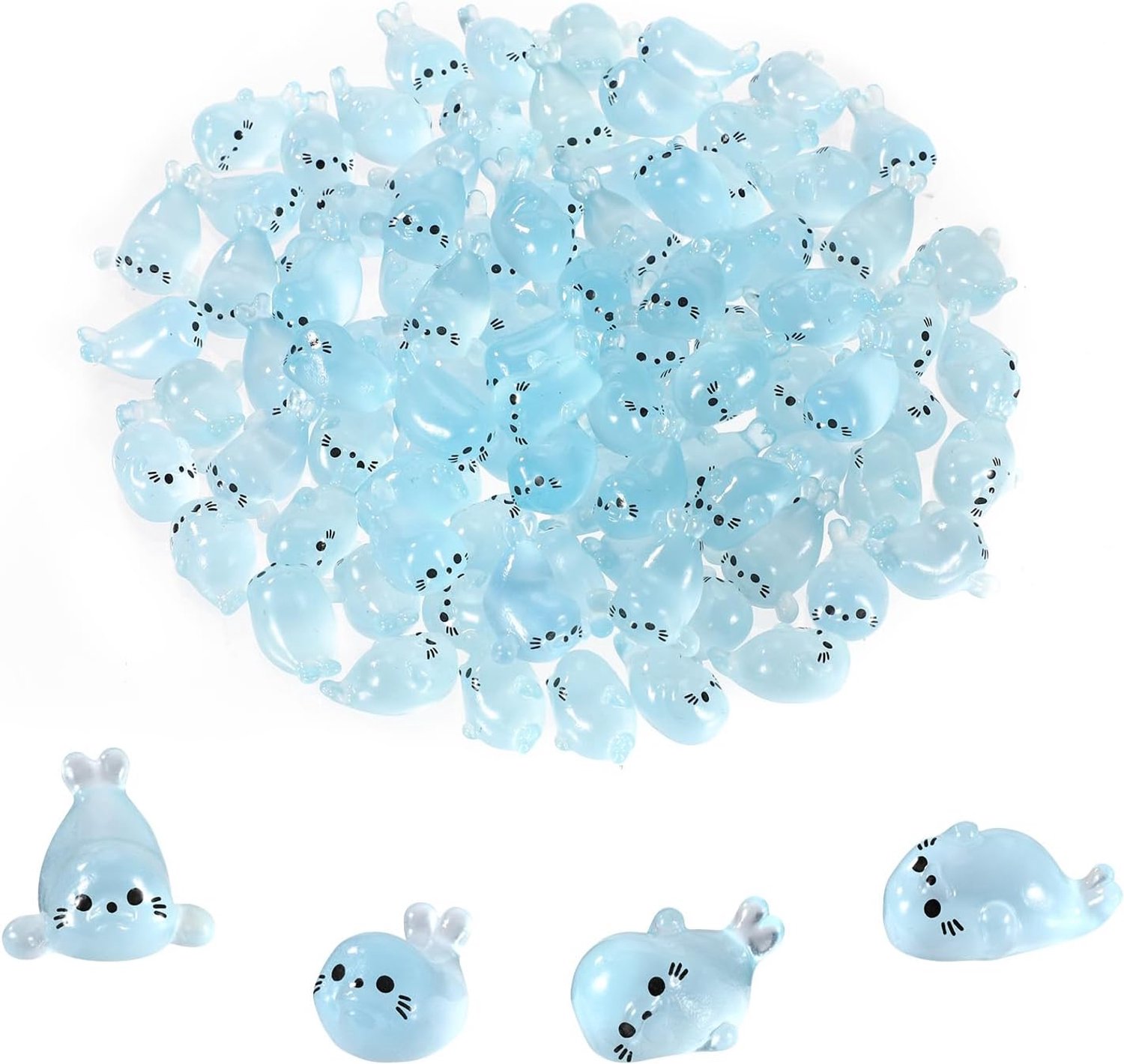 miniatuur zeedieren 100 stuks - lichtgevende hars - schattige zeehonden - voor decoratie - Vemera