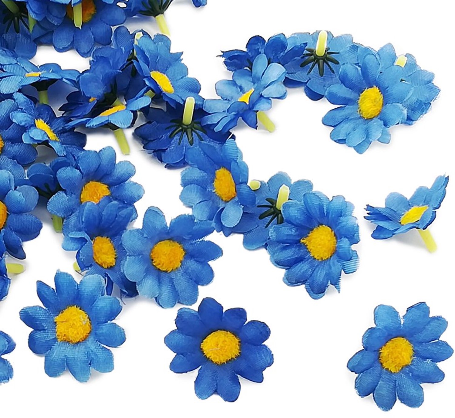 Kunstmatige bloemhoofden madeliefjes 100 stuks - donkerblauw - nepbloemblaadjes - perfect voor knutselen - m-winkel