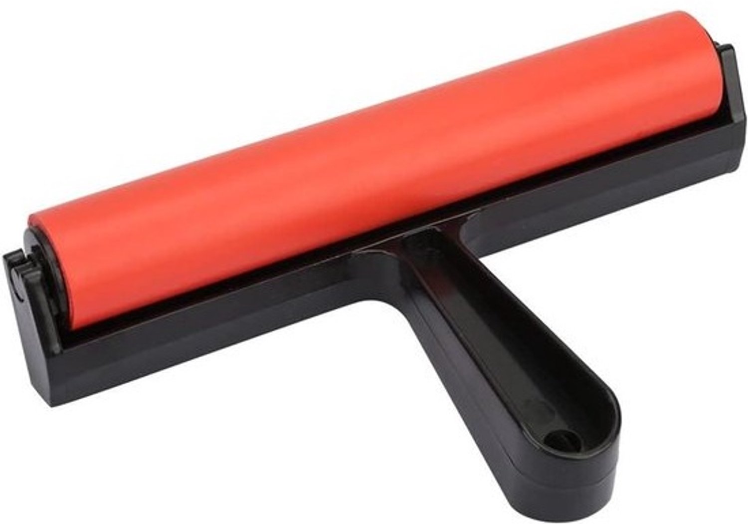 Rubberen verfroller - Druk- en lijmroller - Voor kunstprojecten - Gelijkmatige verdeling - 20 cm - Zwart