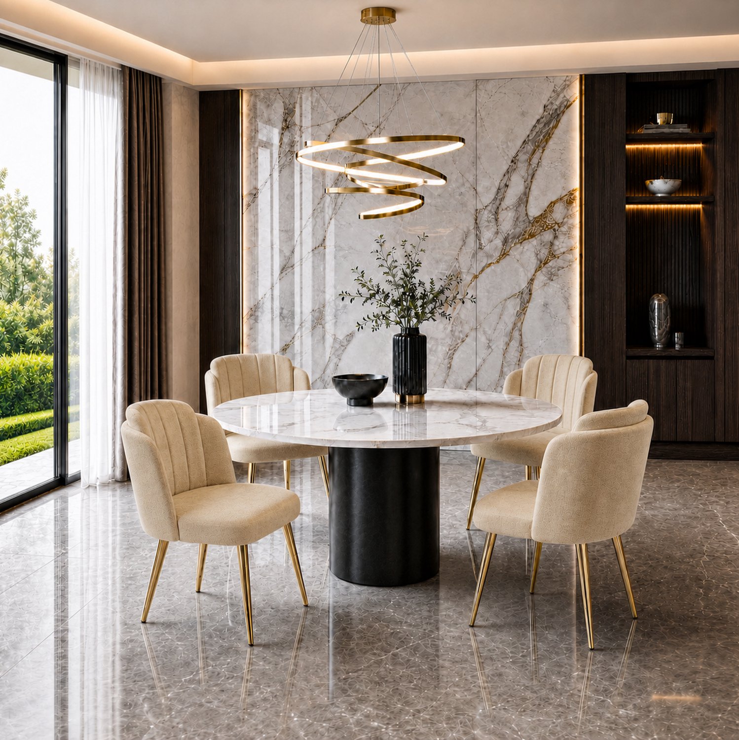 MODENUIT Eetkamerstoelen Set van 4 - Gebogen Rugleuning - Voor Eetkamer - Stof - Bruin - 58,5x62x78 Cm