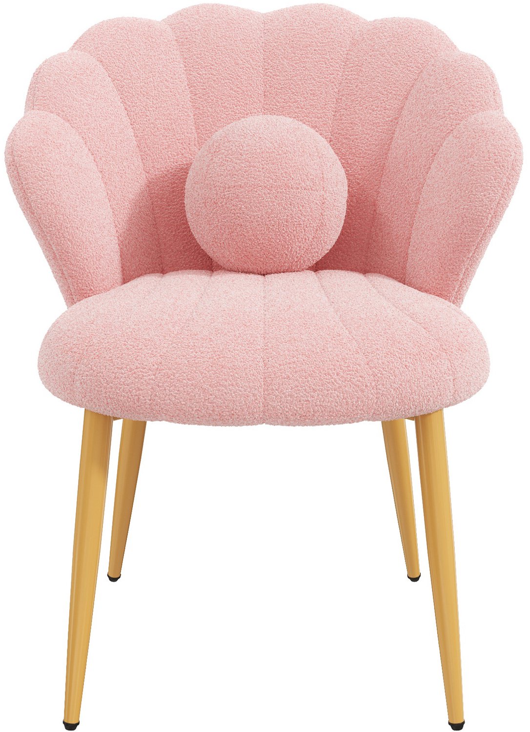 MODENUIT Eetkamerstoelen - Set Van 6 Kuipstoelen - Voor Eetkamer - Teddy Stof - Roze - 60x62,5x83 Cm