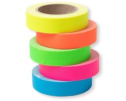 Modulor Neon Gaffa Tape Set - 5 Rollen 15mm x 5m - Sterke Lijm