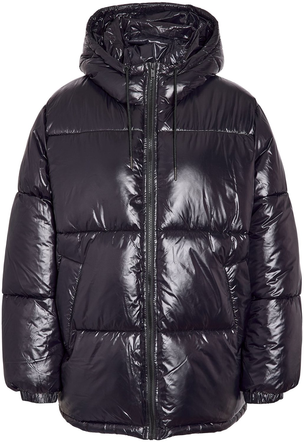 Noisy May NMALLIE SHINY HOOD LONG JACKET NOOS Dames Winterjas - zwart - L