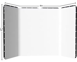 Bealive® wit scherm - Fotografische studio - Achtergronddoek - Brede frames - Achtergrond Inclusief opbergtas - Wit - 240 cm x 400 cm - Voor fotografie of video-opnames