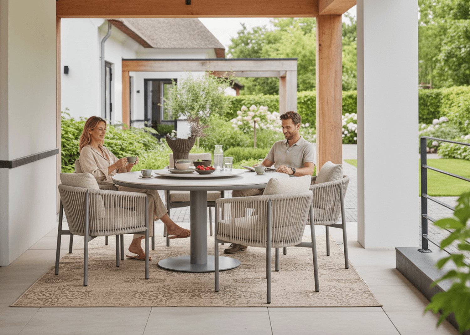 Apple Bee Bora Bora Garden Dining Set 7-Piece - Taupe - 6 People - Rope