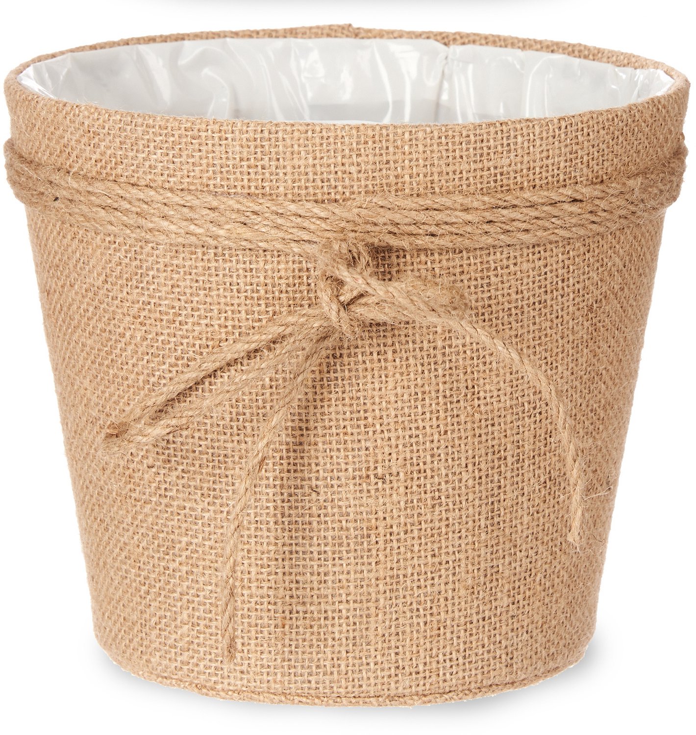 IBERGARDEN - Gevlochten bloempot met strik van jute, 20 x 16 cm