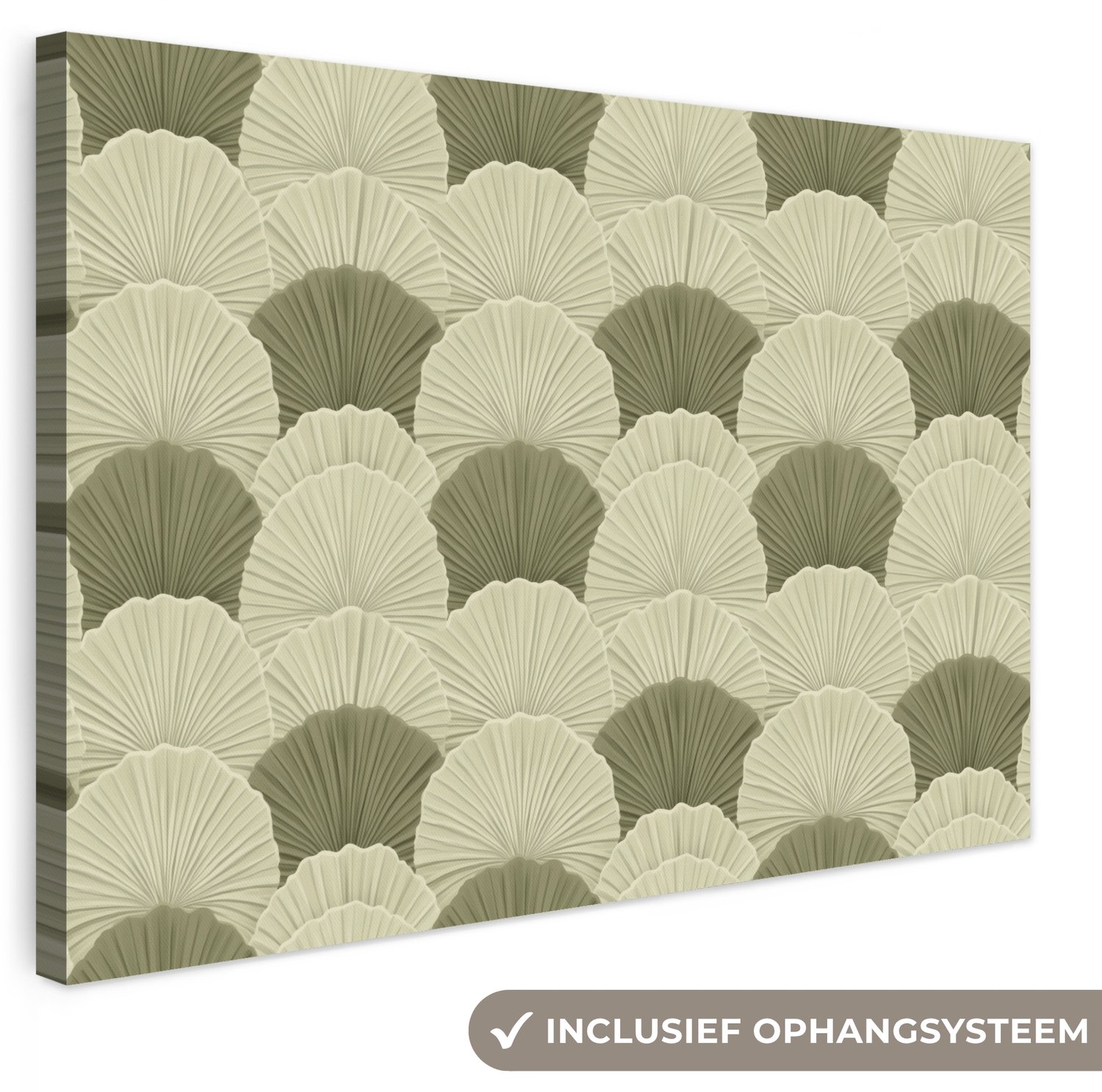 Canvas schilderij 60x40 cm - Exclusieve wanddecoratie Bladeren - Structuur - Groen - Muurdecoratie woonkamer - Slaapkamer decoratie - Kamer accessoires - Schilderijen op canvas